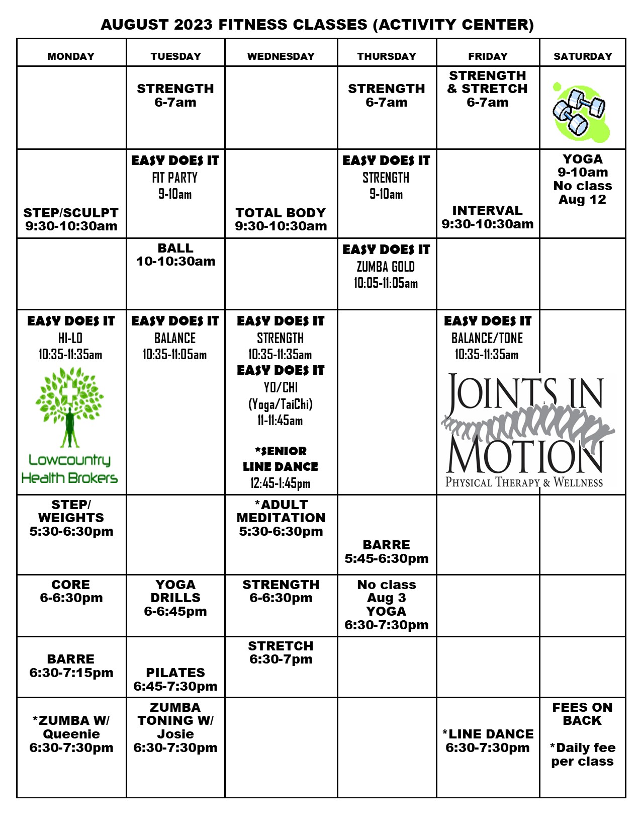 Aug Fitness Classes