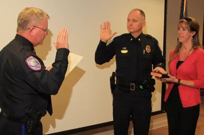 Major John Grainger sworn in by GCPD Chief Harvey Becker