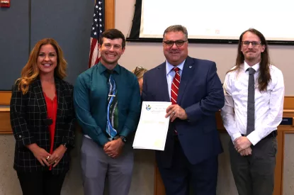 SHS band directors, principal and Mayor Habib